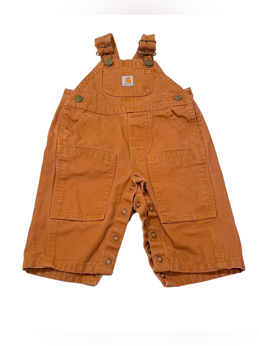 Carhartt 3 Month Baby Infant Rust Orange Brown Canvas Overalls - Utility Style